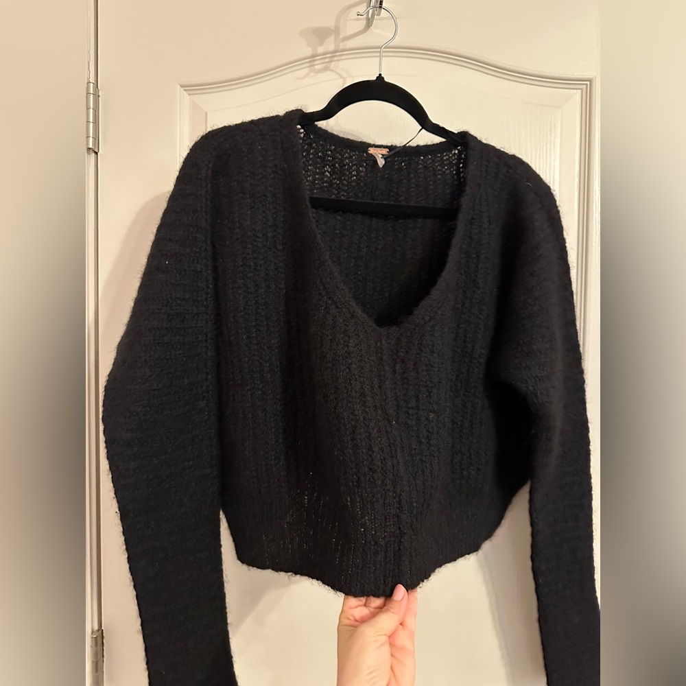 Free People Black V-Neck Sweater